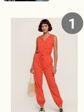 Sleeveless Tie-Waist Jumpsuit in Coral Red